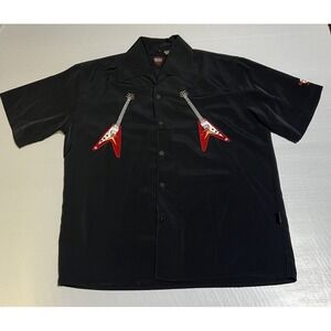 Dragonfly Gibson Tour Wear Black Guitars Polyester Shirt Hard Rock Orlando Sz L